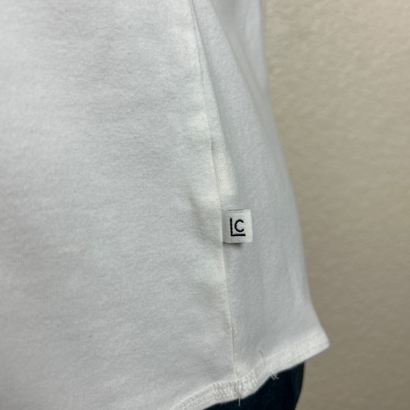 Liz Claiborne Ivory Cotton Button Front Scoop Neck Short Sleeve Tee Womens Large - Picture 4 of 7